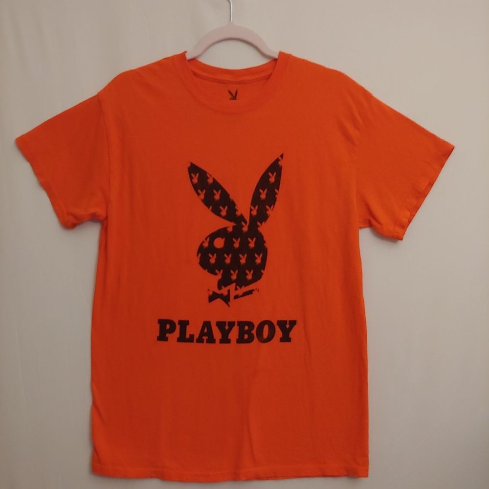Playboy orange and black short sleeve tshirt size medium